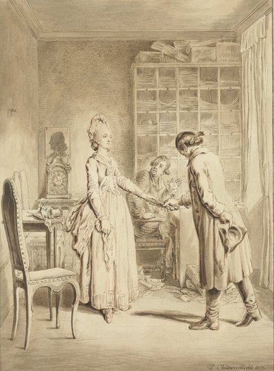 Lotte tabancaları Werther'in hizmetçisine verir by Daniel Nikolaus Chodowiecki