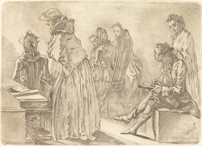 Altı Bayan ve Sanatçı ile Parti by Daniel Nikolaus Chodowiecki