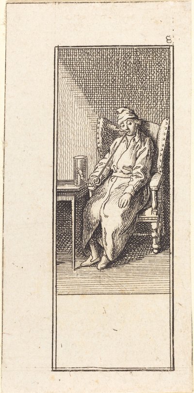 Genç Adam Oturmuş, Sigara İçiyor by Daniel Nikolaus Chodowiecki
