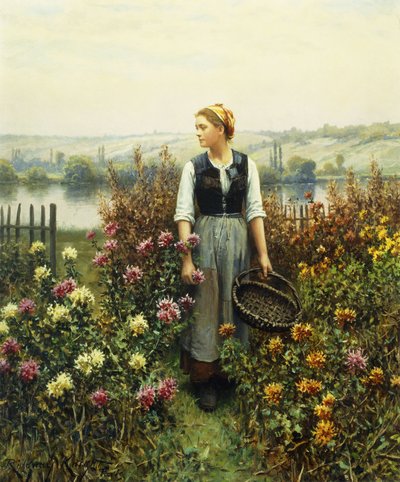 Bahçede Sepetli Kız, by Daniel Ridgway Knight