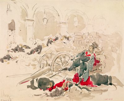 Paris Komünü sırasında Rue de Rivoli'de barikat by Daniel Urrabieta Vierge