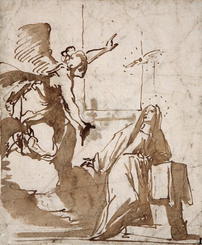 Daniele Crespi'nin Müjde Çizimi Hazırlığı (1598-1630) 17. yüzyıl Marcora Koleksiyonu by Daniele Crespi