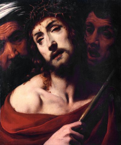 Acı çeken Mesih'in Mesih Yüzü ile alay etmesi dikenlidir. Tablo Daniele Crespi (1598-1630) 17. yüzyıl Basilica San Giovanni, Busto Arsizio İtalya by Daniele Crespi