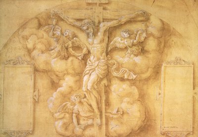 Çarmıha Gerilme, 1547 (kağıt üzerinde beyaz ile yükseltilmiş kalem) by Daniele da Volterra