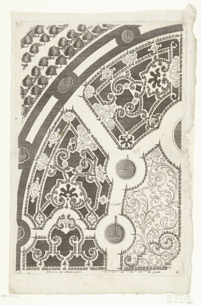 Parterre van Hampton Mahkemesi Nouveux liure de parterres (başlık serisi) by Daniël Marot (I)