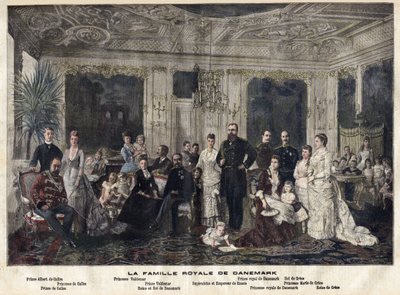 Danimarka Kraliyet Ailesi (renkli gravür) by Danish School