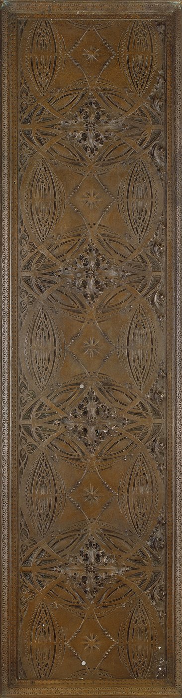 Klasik yaprak bordürlü stilize botanik motiflere sahip bir friz, c.1893 (bronz kaplama dövme demir) by Dankmar and Sullivan Louis Adler