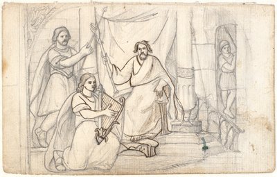 David, Saul için arp çalıyor by Dankvart Dreyer