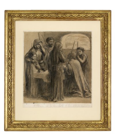 Joseph ve Zacharias'ın Evinde Bir Fısıh Bayramı, yaklaşık 1850 (grafit ve kalem ve siyah mürekkep ve beyaz kağıt üzerine gri astar) by Dante Gabriel Charles Rossetti