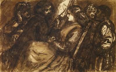 Giorgione Tablosu, c.1853 (kalem ve kahverengi mürekkep ve kağıt üzerine mürekkep yıkama) by Dante Gabriel Charles Rossetti