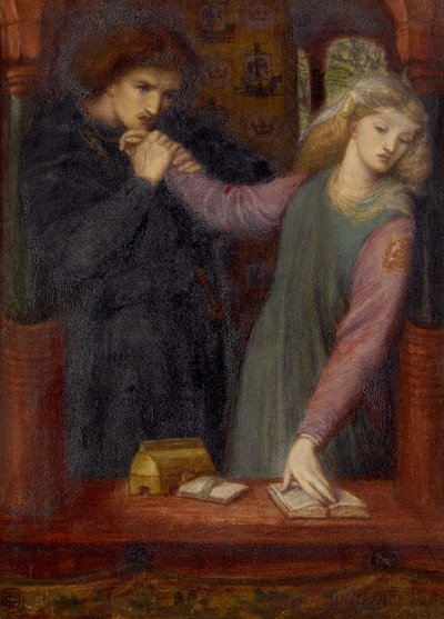 Hamlet ve Ophelia, 1866 (kağıt üzerine suluboya ve arap zamkı) by Dante Gabriel Charles Rossetti