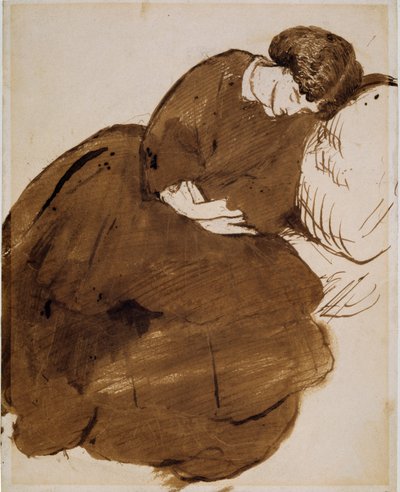 Jane Morris (1839-1914) (kalem, mürekkep ve kağıt üzerinde yıkama) by Dante Gabriel Charles Rossetti
