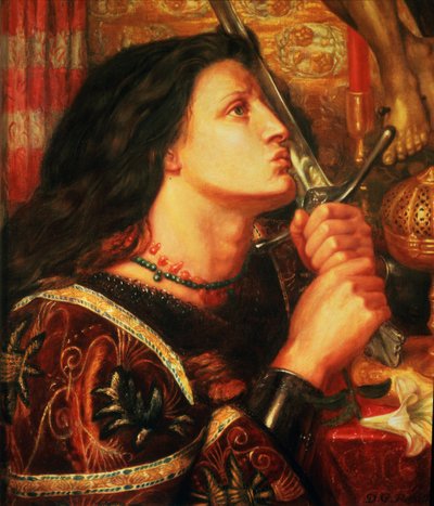 Joan of Arc Kurtuluş Kılıcını öpüyor, 1863 by Dante Gabriel Charles Rossetti
