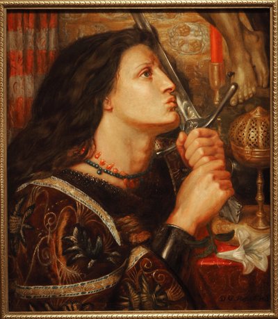 Joan of Arc kurtuluşun kokusunu öpüyor by Dante Gabriel Charles Rossetti
