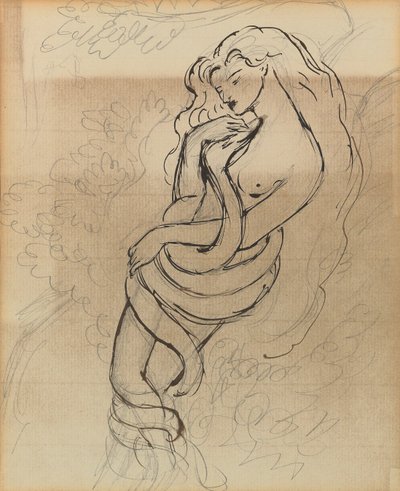Leydi Lilith, yak. 1869 (kağıt üzerine kurşun kalem, tükenmez kalem ve kahverengi mürekkep) by Dante Gabriel Charles Rossetti