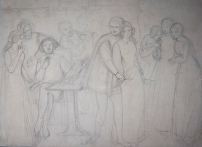 Benedick ve Beatrice için Çalışma by Dante Gabriel Charles Rossetti