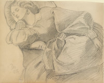 Ruth Herbert uyuyor, 1858 by Dante Gabriel Rossetti