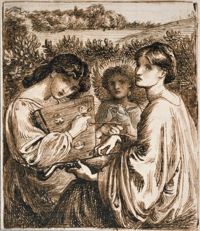 Bower Meadow için çalışma, 19. yüzyılın sonlarında by Dante Gabriel Rossetti