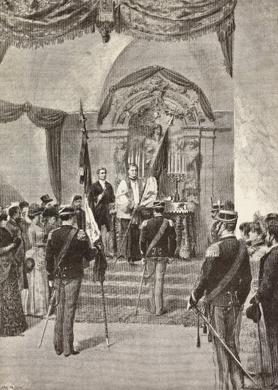 Askeri inceleme sırasında İtalyan Ordusunun bayraklarının kutsanması, 16 Mart by Dante Paolocci