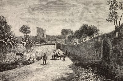 Castello kapısı, Corneto Tarquinia, İtalya, L'Illustrazione Italiana'dan Dante Paolocci'nin çiziminden gravür, No 47, 23 Kasım by Dante Paolocci
