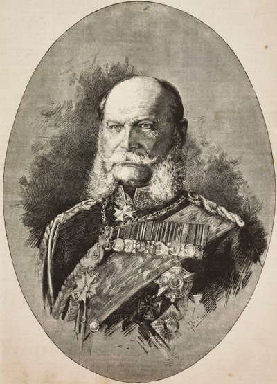 Almanya İmparatoru I. William (1797-1888), 1887'de, L'Illustrazione Italiana'dan Dante Paolocci'nin çiziminden gravür, No 13, 27 Mart by Dante Paolocci