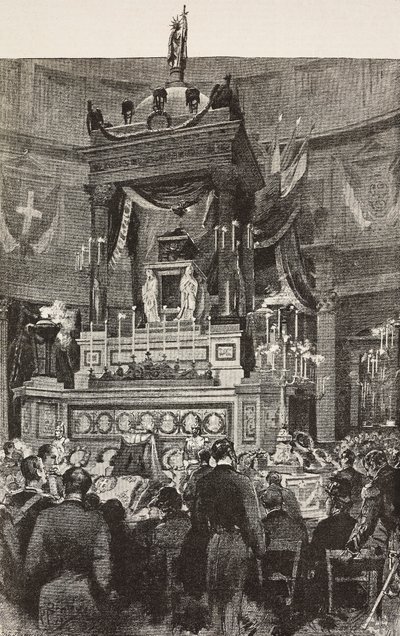 İtalya Kralı II. Victor Emmanuel'in (1820-1878) cenaze törenine katılan İtalyan politikacılar ve subaylar, Roma, İtalya, Dante Paolocci'nin çiziminden gravür, L'Illustrazione Italiana'dan, yıl 12, sayı 5, 1 Şubat by Dante Paolocci