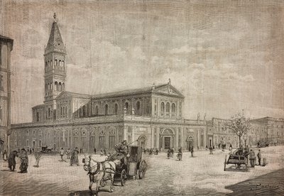 Roma, İtalya'daki yeni Sacred Heart kilisesi, L'Illustrazione Italiana No 32'den Dante Paolocci'nin çiziminden gravür, 24 Temmuz by Dante Paolocci