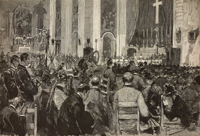Roma, Sant Andrea della Valle kilisesindeki Dogali'de ölüler için cenaze törenleri, L'Illustrazione Italiana'dan Dante Paolocci'nin çiziminden gravür, No 11, 13 Mart by Dante Paolocci