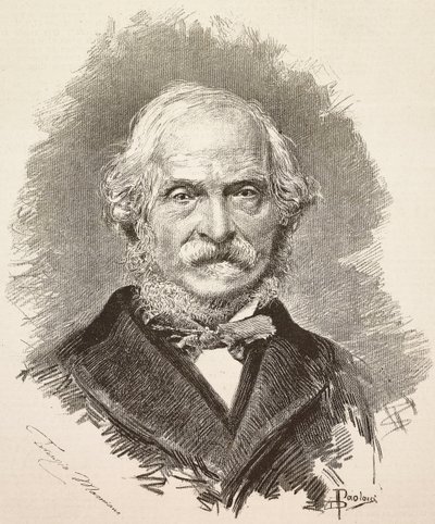 İtalyan politikacı ve yazar Terenzio Mamiani'nin (1799-1885) portresi, Dante Paolocci'nin bir çiziminden ve Della Valle'nin bir fotoğrafından gravür, L'Illustrazione Italiana'dan, yıl 12, sayı 22, 31 Mayıs by Dante Paolocci