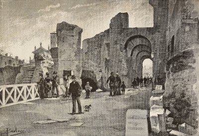 Palazzo dei Cesari'deki halka açık yürüyüş yolu (Summa Nova Via), Roma, İtalya, L'Illustrazione Italiana'dan Dante Paolocci'nin çiziminden gravür, No 49, 7 Aralık by Dante Paolocci