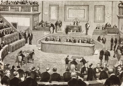 İtalyan Senatosu'nun 26 Temmuz'daki oturumu, Roma, İtalya, Dante Paolocci'nin bir çiziminden gravür, L'Illustrazione Italiana, No 42, 13 Ağustos by Dante Paolocci