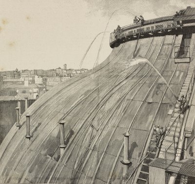 Palazzo Montecitorio'nun yıkama kubbesi, Roma, İtalya, L'Illustrazione Italiana'dan Dante Paolocci'nin çizim sonrası gravürü, Yıl XX, No 29, Temmuz 16 by Dante Paolocci