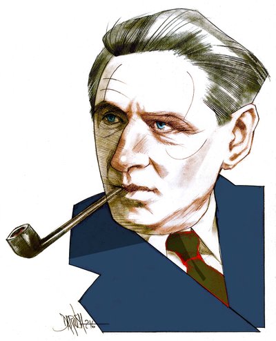 Broch Hermann, 2016 (dijital renkli kalem çizimi) by Dariush Radpour