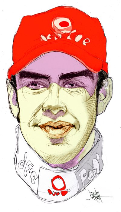 Fernando Alonso Díaz (dijital renkli kalem çizimi) by Dariush Radpour