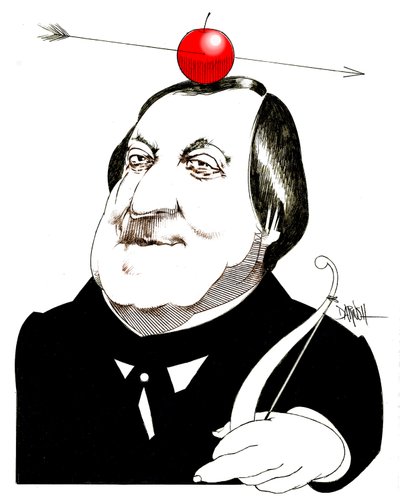 Gioachino Rossini, 2024 (dijital renkli kalem çizimi) by Dariush Radpour