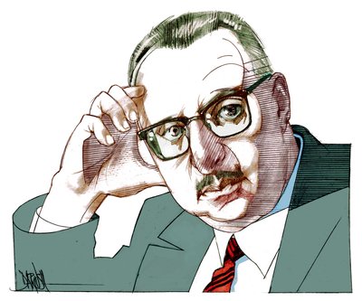Giorgio Manganelli, 2021 (dijital renkli kalem çizimi) by Dariush Radpour