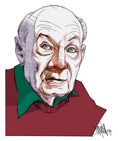 Gustave Thibon, 2014 (dijital renkli kalem çizimi) by Dariush Radpour
