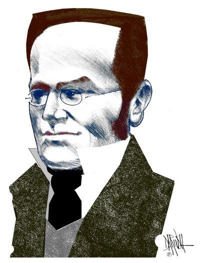 Max Stirner , 2016 (dijital renkli kalem çizimi) by Dariush Radpour