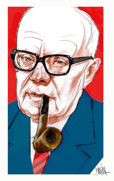 Sandro Pertini, 2022 (dijital renkli kalem çizimi) by Dariush Radpour