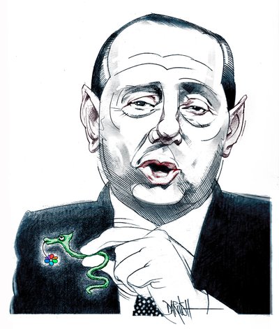 Silvio Berlusconi, 2024 (dijital renkli kalem çizimi) by Dariush Radpour