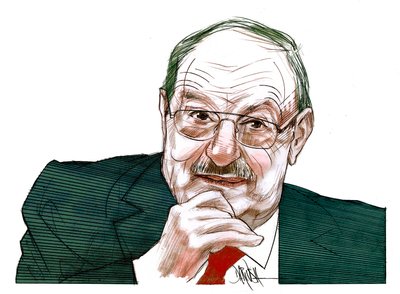Umberto Eco (dijital renkli kalem çizimi) by Dariush Radpour