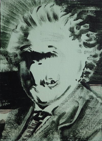 Einstein, 2013 (tahta üzerine akrilik) by Darren Coffield