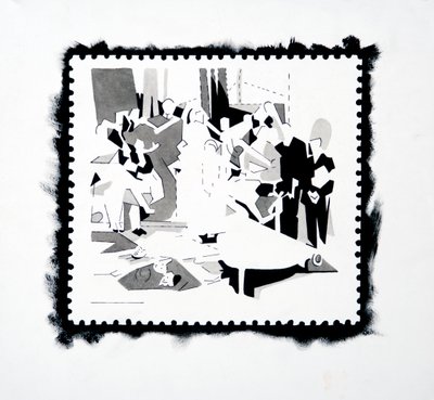 Pan Bayramı (pul çalışması), 2019 (kağıt üzerine mürekkep) by Darren Coffield