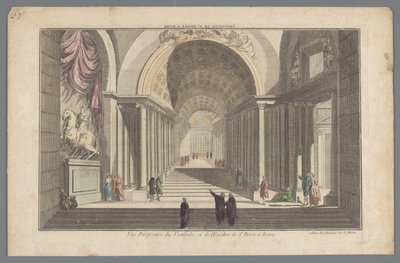 Roma'daki Aziz Petrus'un giriş kapısı ve merdiveninin görünümü Vestibule de St. Pierre a Rome / Vue Perspective du Vestibule, et de l'escalier de St. Pierre a Rome (nesne üzerindeki başlık) by Daumont