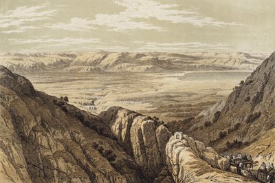 Ürdün Vadisi'ne iniş (renkli taş) by David (after) Roberts