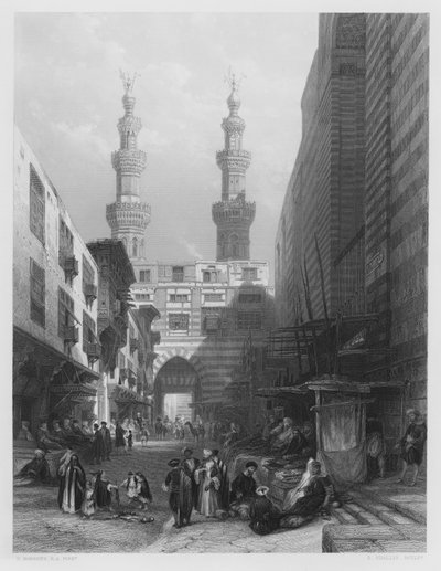 Metwaleys Kapısı, Kahire, Kraliyet Koleksiyonu'ndaki resimden (gravür) by David (after) Roberts