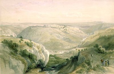 Güneyden Kudüs, 12 Nisan 1839, Louis Haghe (1806-85) pub tarafından oyulmuş 
