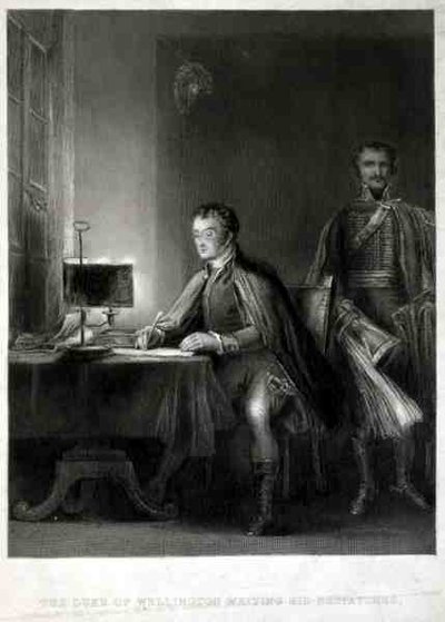 Wellington Dükü, William Greatbach (d.1802) tarafından oyulmuş, Gönderilerini Yazıyor (gravür) by David (after) Wilkie