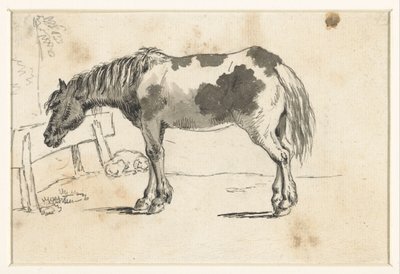 Ayakta duran at ve yalancı bir köpek by David Alphonse de Sandoz Rollin