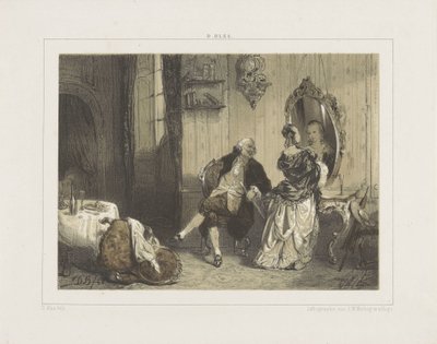 Erkek ve kadın on sekizinci yüzyıl iç by David Bles